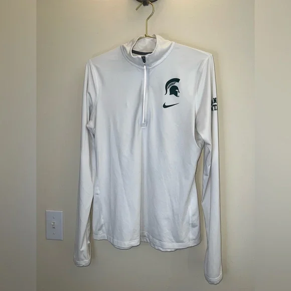 Nike Dri-FIT Michigan State Spartans Quarter Zip Pullover White M - Picture 1 of 11